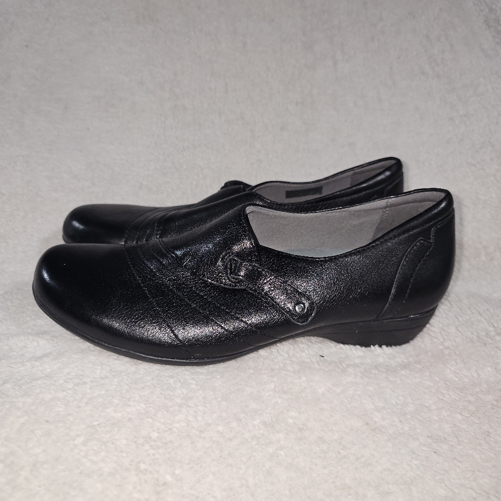 Dansko clogs slip on shoe black leather women 10.5/11 eu41